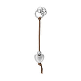 Keyring Heart W Leather Strap, Aluminium, Chrome Pl